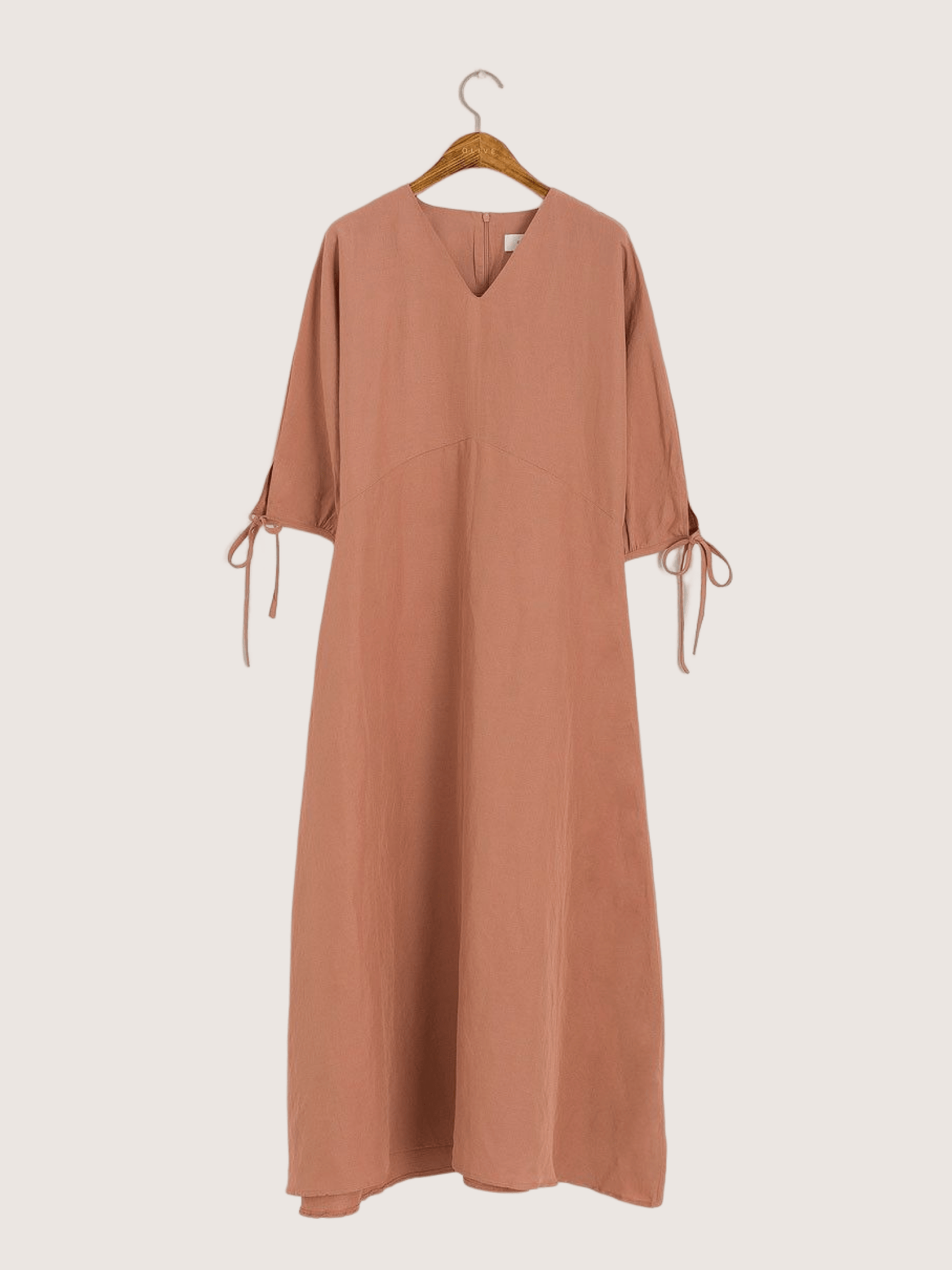 Ribbon Sleeve V Neck Dress